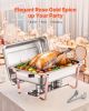 8 Qt 2 Pack Rectangle Chafing Dish Buffet Set Full Size Pan Stainless Steel